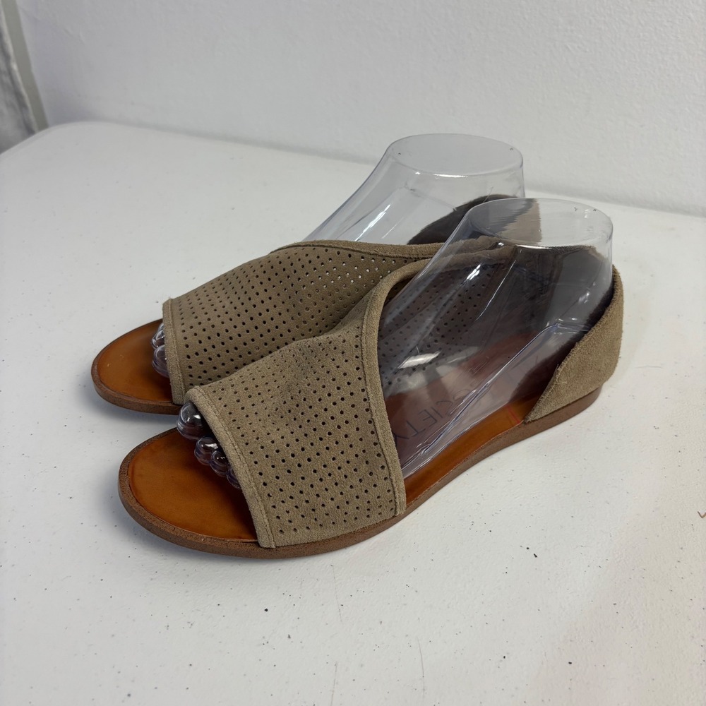 Sole Society Louvan2 Sandals Boho Perforated Suede D'Orsay Flat Chic Womens 7M